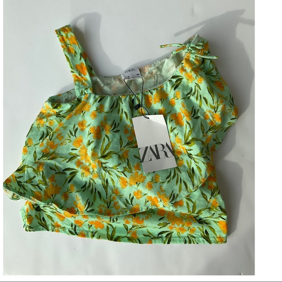 NWT Zara size 9 Green with floral top - Picture 2 of 2